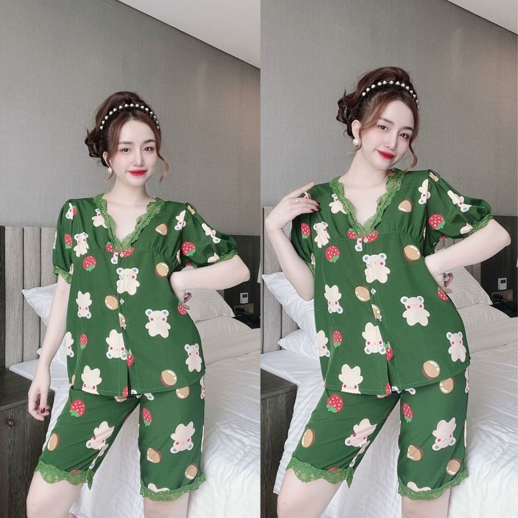 Đồ ngủ Pijama ️FREE SHIP️Đồ ngủ Nữ Dễ Thương Lụa Cao Cấp mềm mịn < 63Kg