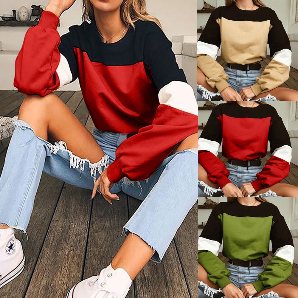 Áo Sweatshirt Tay Dài Phối Màu