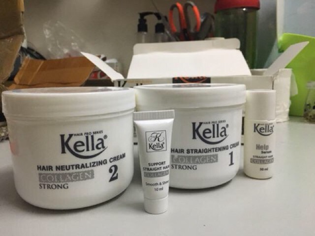 KEM DUỖI TÓC THUỐC ÉP TÓC KELLA COLLAGEN STRONG TRẮNG