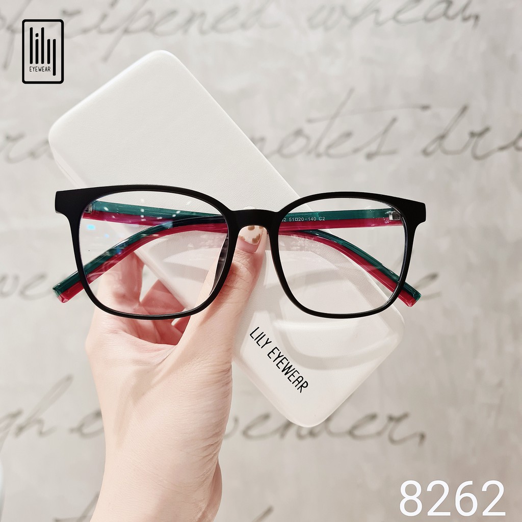 Kính mắt nam nữ Lilyeyewear mắt vuông to chất liệu nhựa dày dặn chắc chắn thời trang 8262 | BigBuy360 - bigbuy360.vn