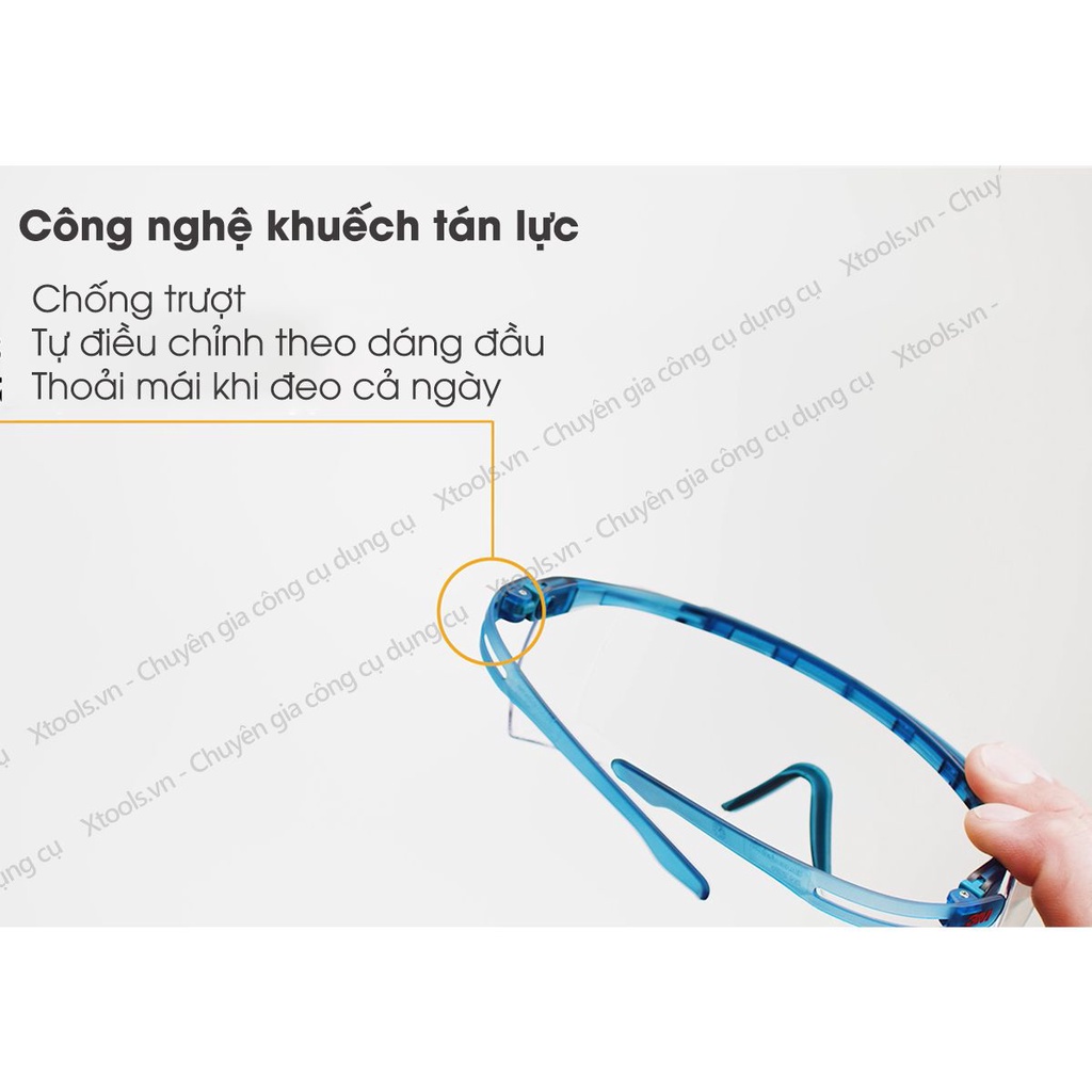 Kính bảo hộ 3M SF3701ASGAF-BLU kính Super OTG đeo ngoài kính cận, chống trượt, chống hơi nước, trầy xước, chống tia UV