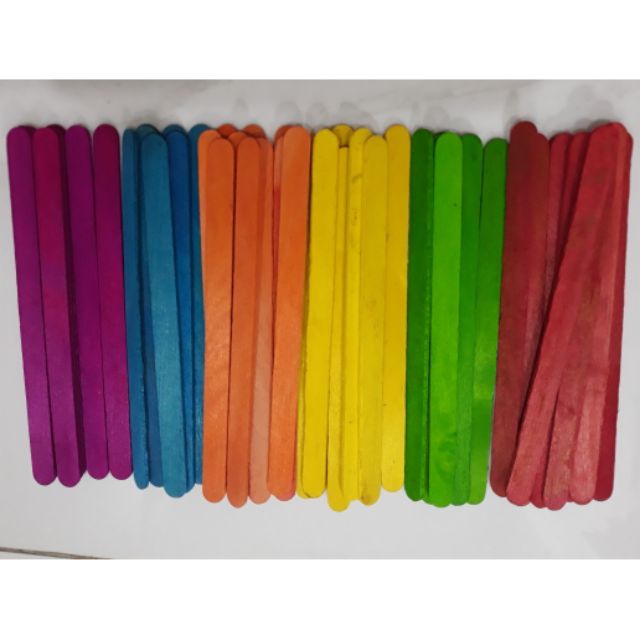 combo 30 cây que kem gỗ màu trang trí