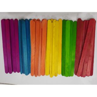 10 cây que kem gỗ màu trang trí