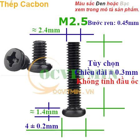 PM2D# - Ốc Bake Đầu Tròn M2 M2.5 Thép Cacbon Tùy Chọn Kích Cỡ