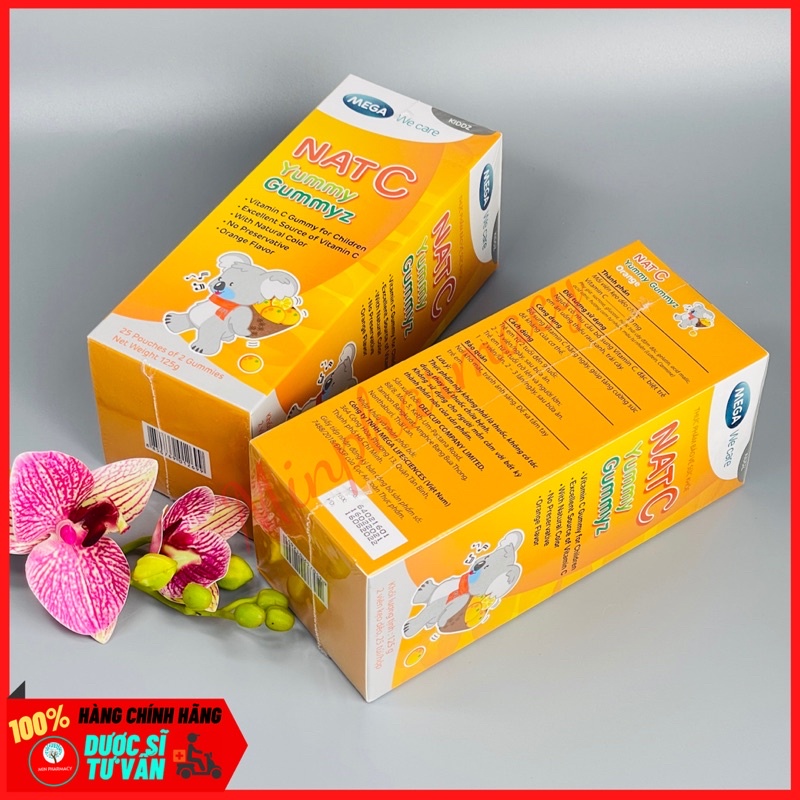 Kẹo Dẻo NAT C Yummy Gummyz Mega - Kẹo Bổ Sung Vitamin C Cho Bé Hộp 50 viên - Minpharmacy