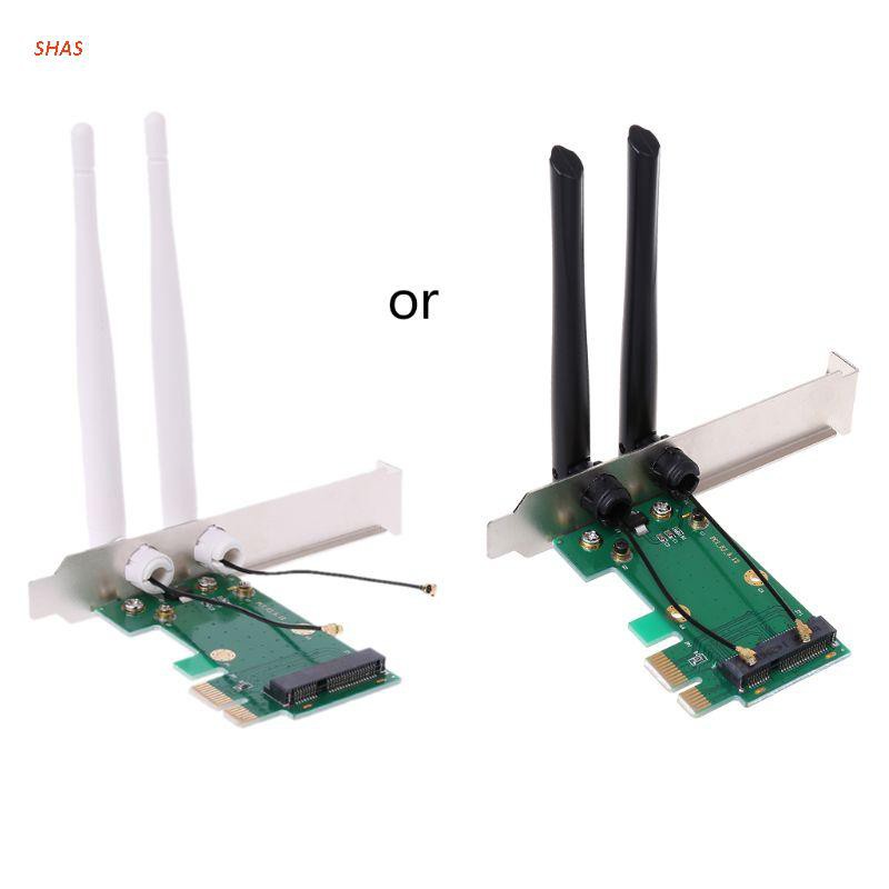 Card Wifi Mini Pci-E Express Sang Pci-E Adapter 2 Antenna External Pc