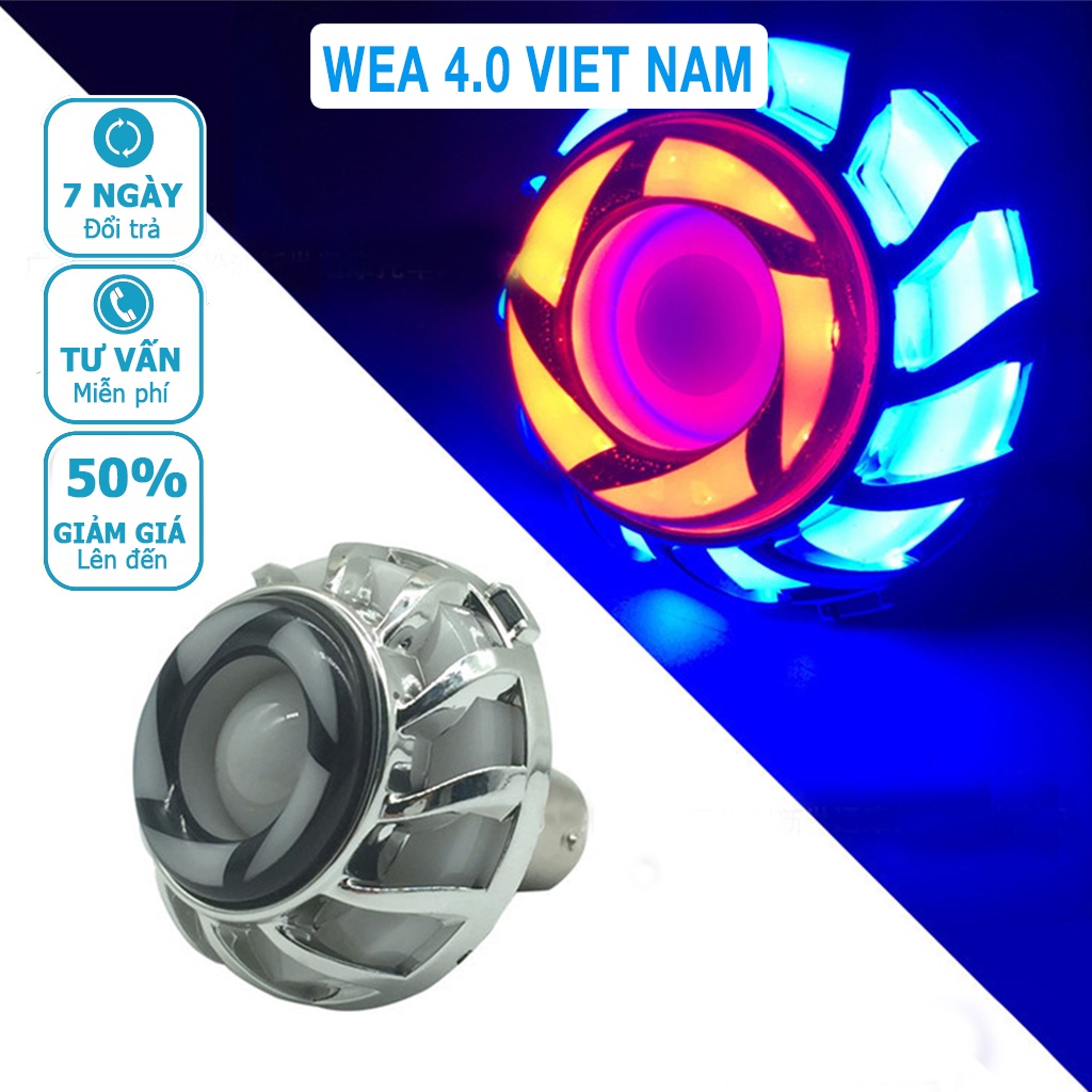 Hậu bi cầu Led sau chớp 7 màu, hiệu ứng xoay đẹp mắt màu xanh đỏ, gắn mọi dòng xe - Wea Viet Nam