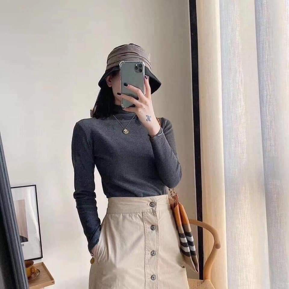 Áo thun giữ nhiệt-áo giữ nhiệt nữ Motie cao cấp cổ lọ cao 3 phân co giãn 4 chiều, dày dặn siêu HOT HIT
