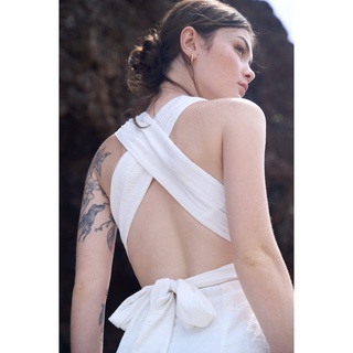 DAPHALE - Đầm Xẻ Ngực Linen Ensley
