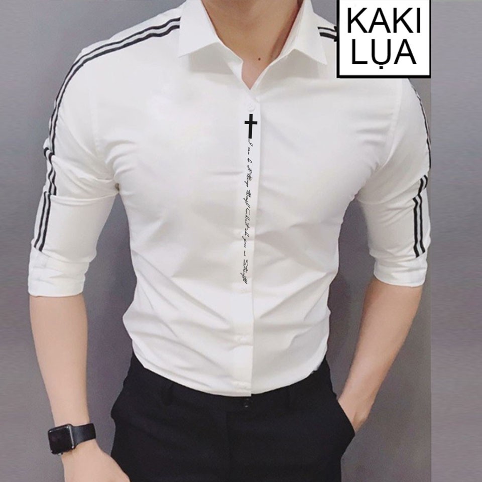 Áo sơ mi nam viền tay họa tiết thánh giá cực phong cách - Hàng form chuẩn SM285 - Hương Nemo Style