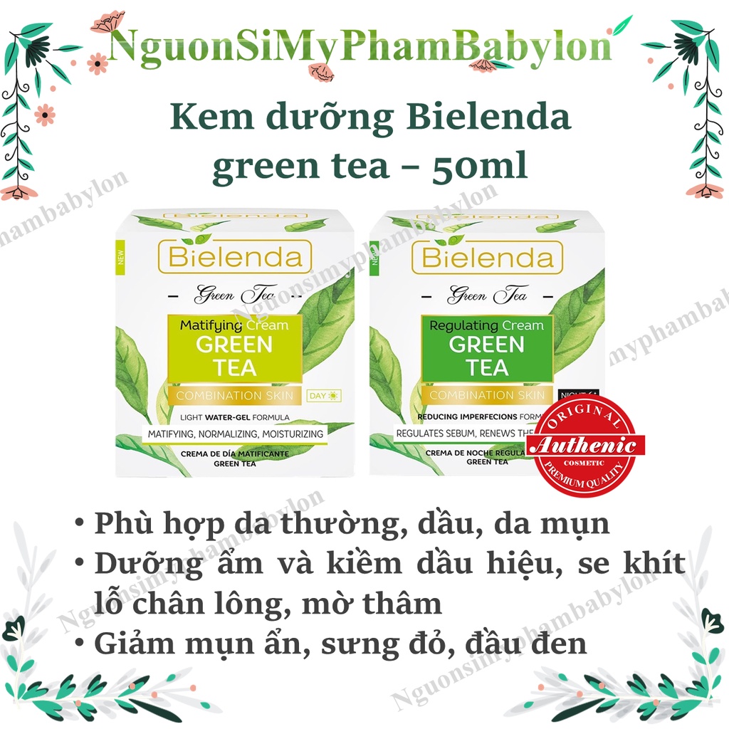 Kem dưỡng trà xanh da dầu mụn Bielenda Green tea