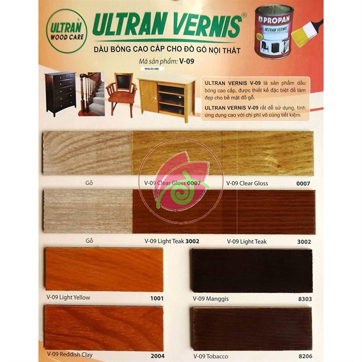 Sơn dầu bóng cao cấp cho gỗ nội thất- ULTRAN VERNIS - Véc ni 800ml