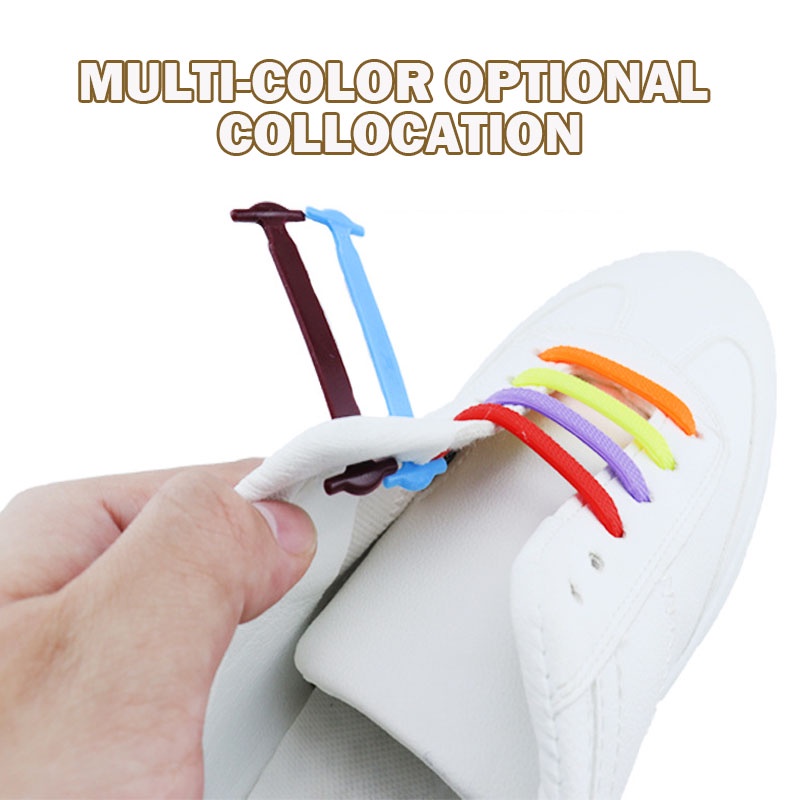 Set 16 Dây Giày Silicone Co Giãn Không Cần Buộc Dành Cho Người Lớn Và Trẻ Em