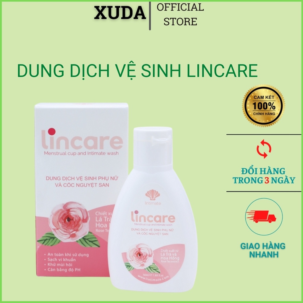 Dung dịch vệ sinh phụ nữ vệ sinh cốc nguyệt san Lincare Rose 50ml