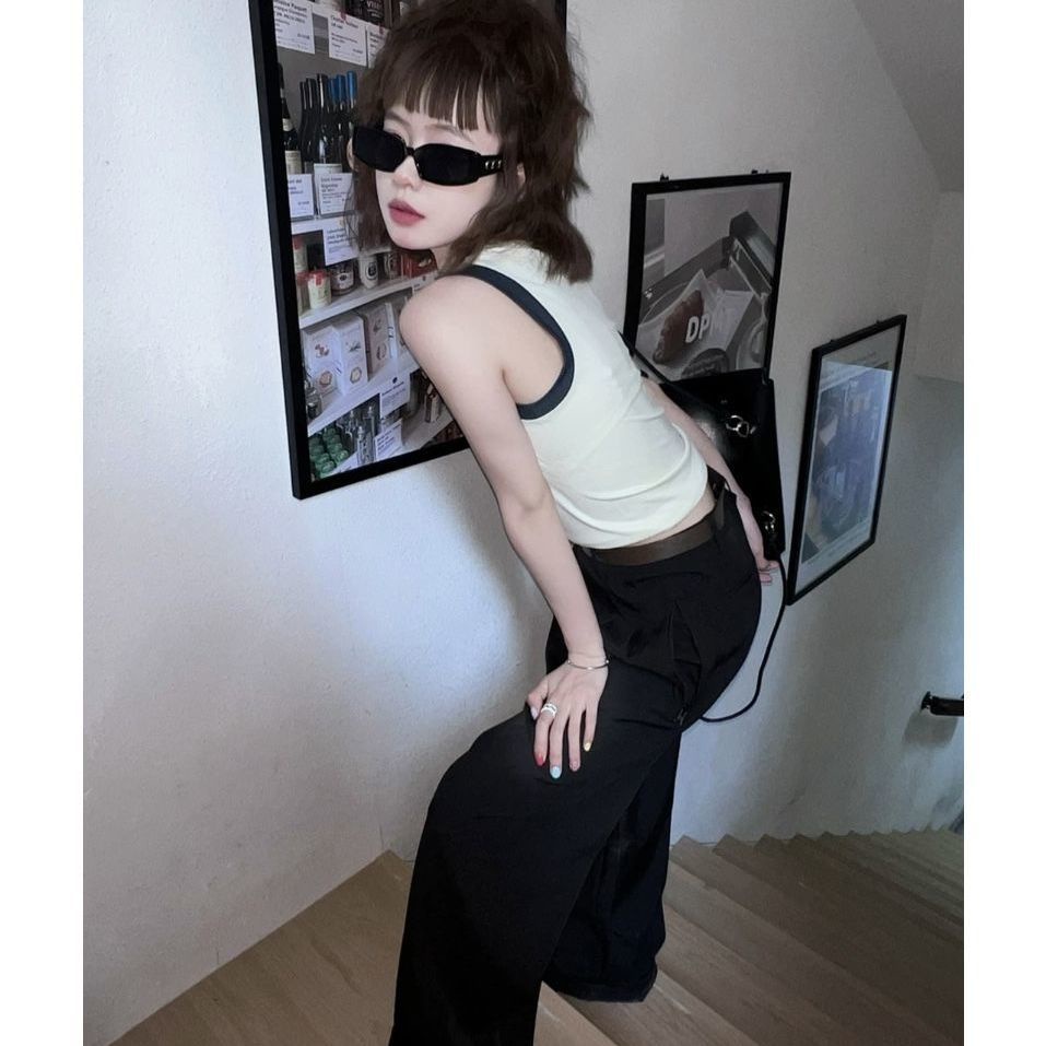 ✒Áo Sát Nách 100% Cotton Ôm Dáng Không Đường May In Chữ Rosaringwild Roaring Beast