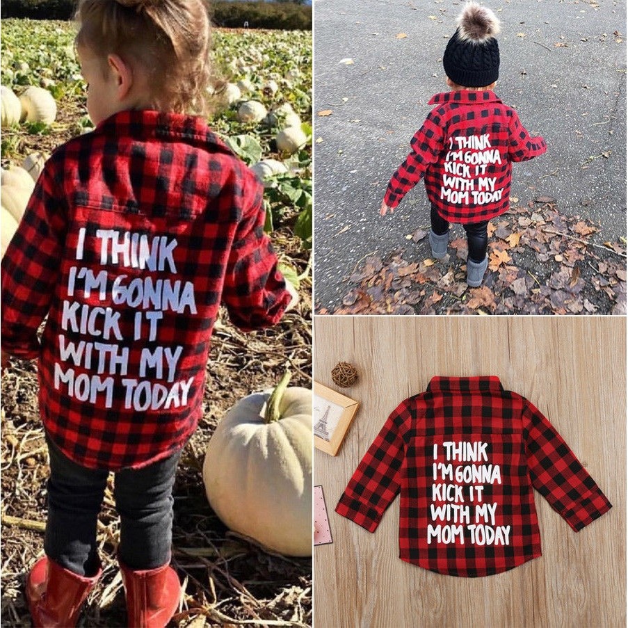 ✸ღ✸Unisex Toddler Kids Baby Girls Printed Plaid Shirt Long Sleeve Tops Casual Clothes