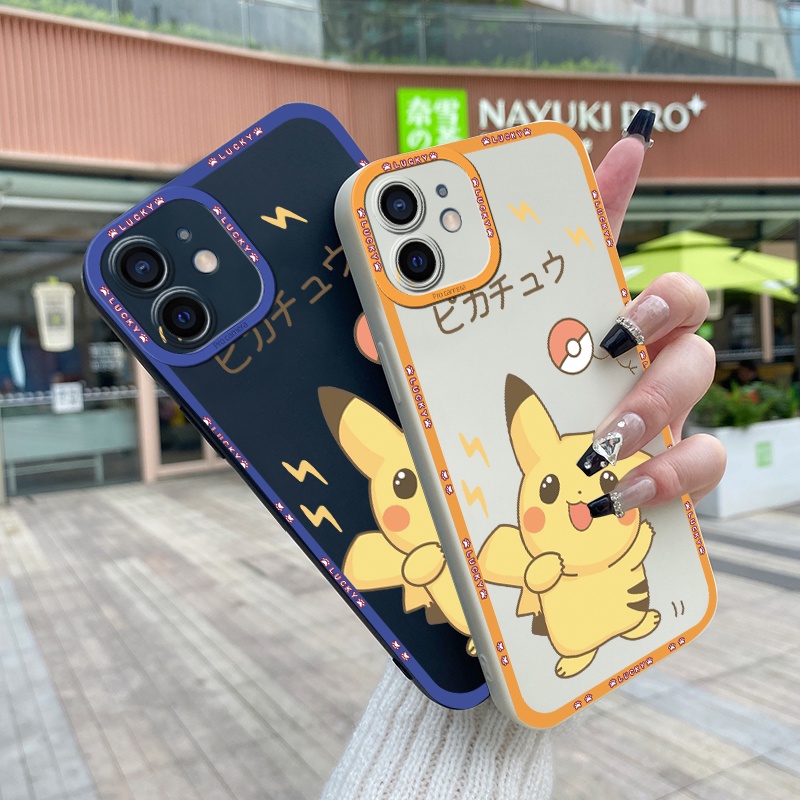 Ốp Điện Thoại Silicon Chống Sốc In Hình Pikachu Viền Vuông Cho Realme X50 5G X50M X3