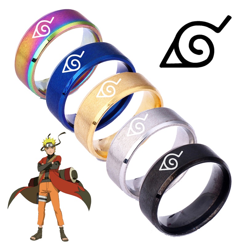 Nhẫn Thép Titan Họa Tiết Naruto Uzumaki Sasuke Itachi Kakashi Ninja Hóa Trang Lễ Hội Halloween