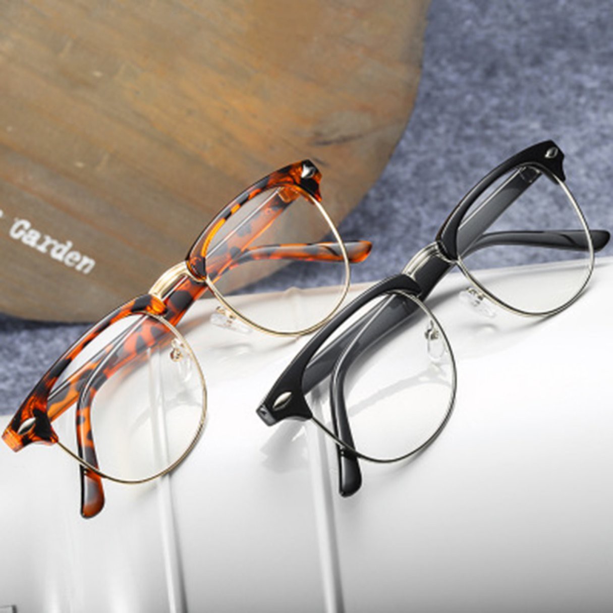 MBB Glasses Frame Square Prescription Eyeglasses Semi-Rimless Screwless Eyewear