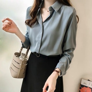 Áo sơ mi lụa có cổ