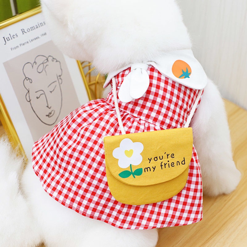 Váy công chúa satchel mùa hè cho cún cưng Thái Dibby Bear Small Quần áo mỏng mùa xuân / mùa hè cho chó mèo