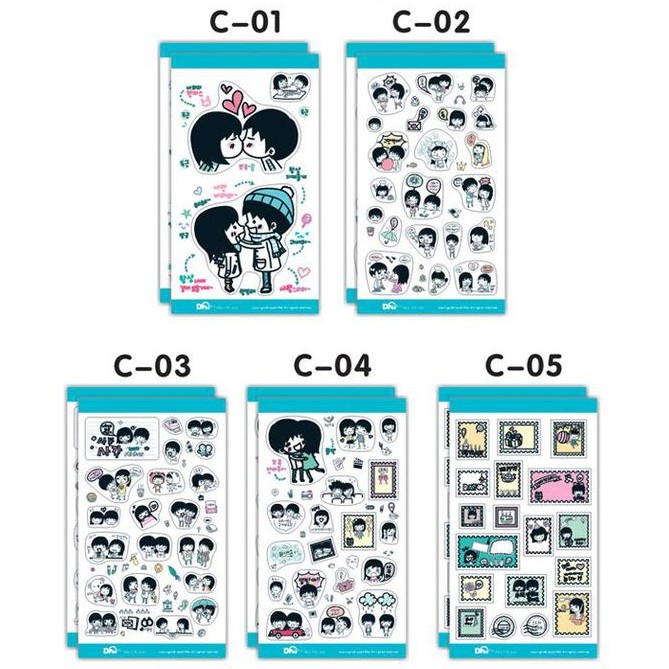 Set 5 tấm sticker mẫu cặp đôi dễ thương