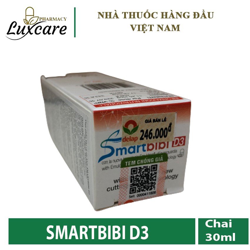 Smartbibi D3 30ml Bổ sung Vitamin D3 cho trẻ sơ sinh và trẻ nhỏ - Luxcare