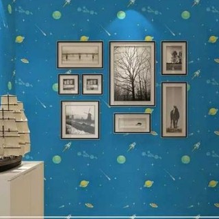 1 mét decal giấy dán tường Vũ trụ xanh khổ 45cm sẵn keo