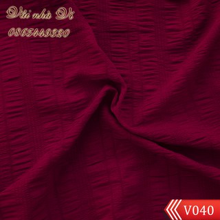 Vải đũi vân kẻ ô to màu đỏ đô khổ 1m6 - V040