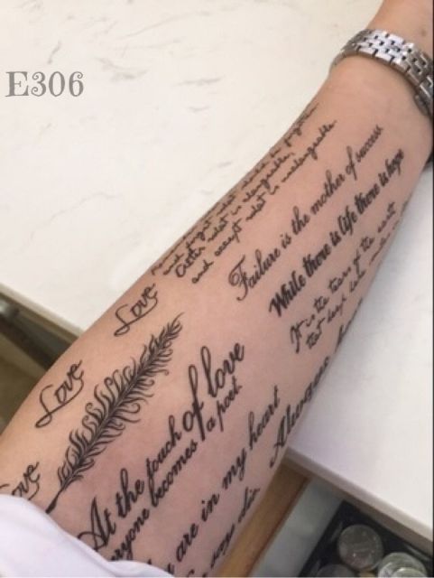 Hình xăm tatoo cá chép và chữ. Hình xăm dán bắp tay, vai, lưng, ngực... size <21×15cm