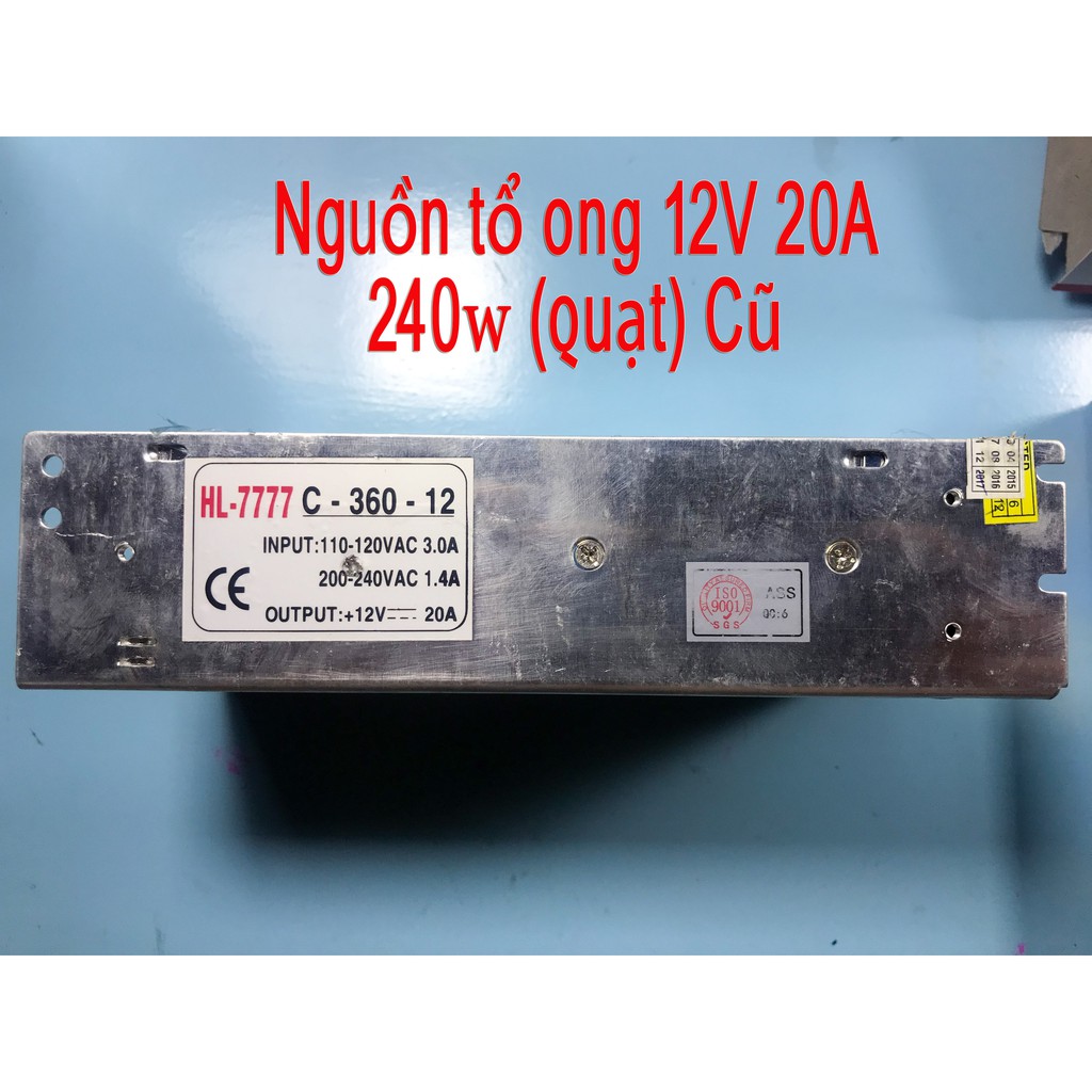 Nguồn tổ ong 12V 20A(quạt) Cũ