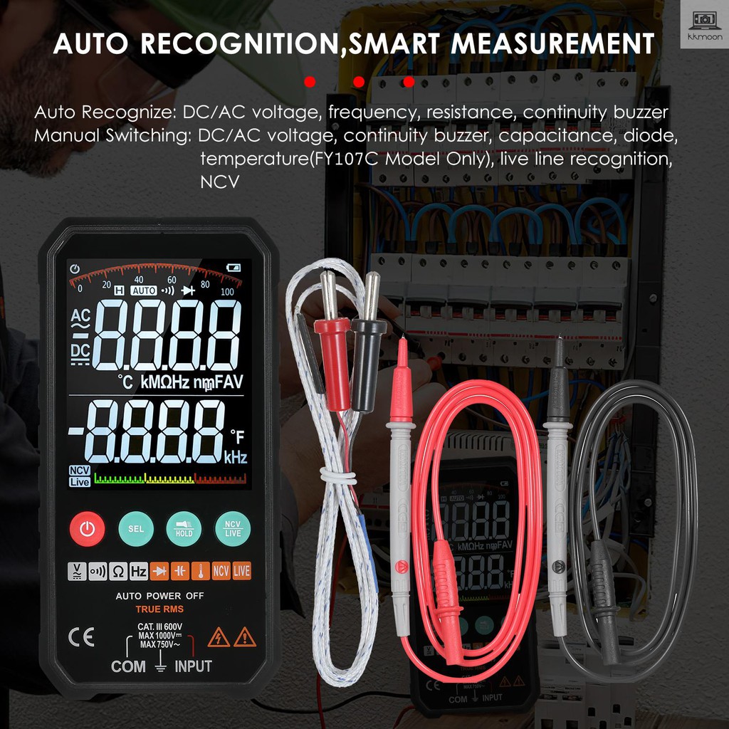 Đồng Hồ Đo Điện Áp Kỹ Thuật Số 3.3-inch Màn Hình Lcd 6000 Ac / Dc