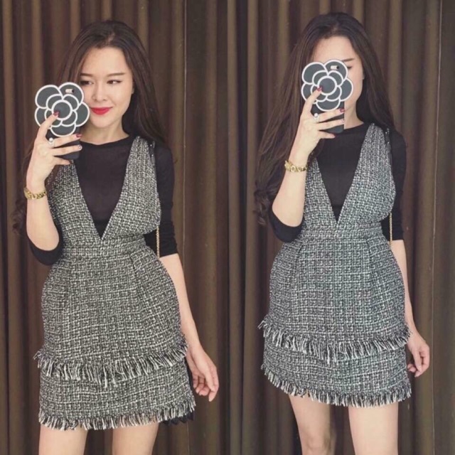 Combo Sét Yếm Váy Dạ Kèm Áo Siêu Hót