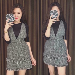 Combo Sét Yếm Váy Dạ Kèm Áo Siêu Hót