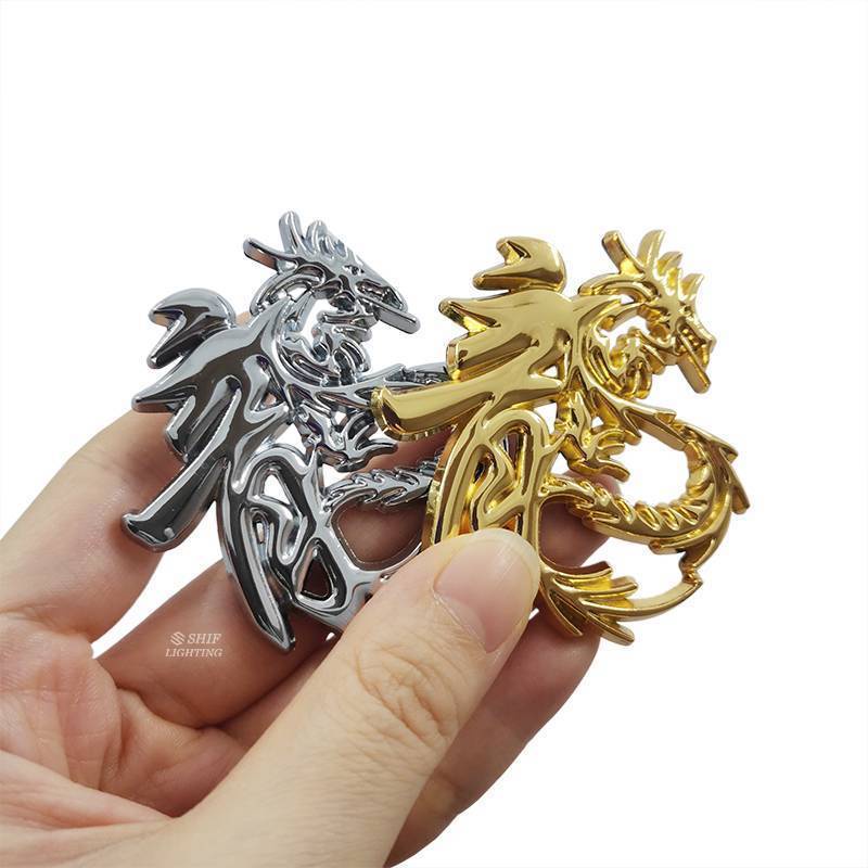 1 Miếng dán trang trí xe hơi hình rồng Trung Hoa bằng kim loại