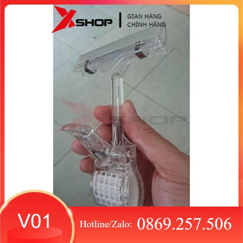 Kẹp quảng cáo V01 cao cấp, kẹp giảm giá shop quần áo màu trắng