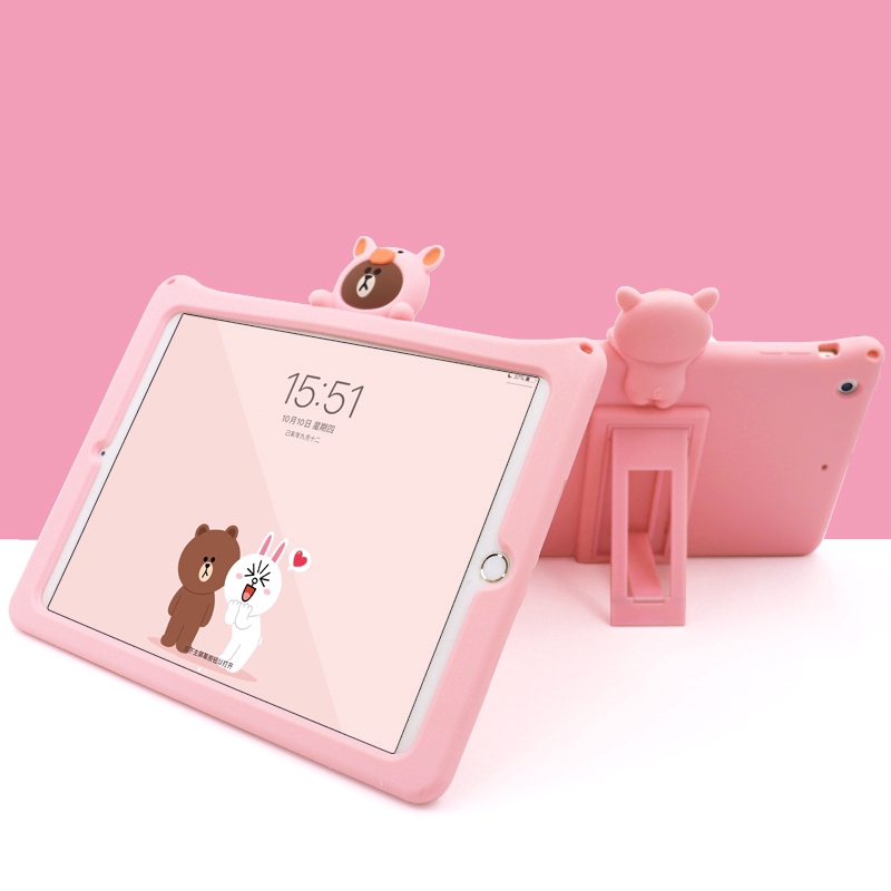 For iPad 7 8 10.2 inch 2019 2020 air 4 10.9 ipad 7 8 10.2 Pro 11 pro 9.7 2018 case ipad pro 10.5 inches iPad Pro9.7 2017/2018 air4 Air3 10.5 air2 air1 9.7 ipad mini 1 2 3 4 5 caseCute bear cartoon Pink brown bear portable fall prevention protective ipad c | BigBuy360 - bigbuy360.vn