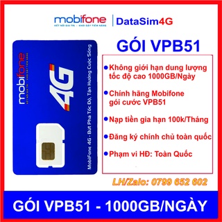 [Free tháng đầu] Sim 4G Mobifone VPB51 Max Băng Thông Không Giới Hạn Dung Lượng Tốc Độ Cao