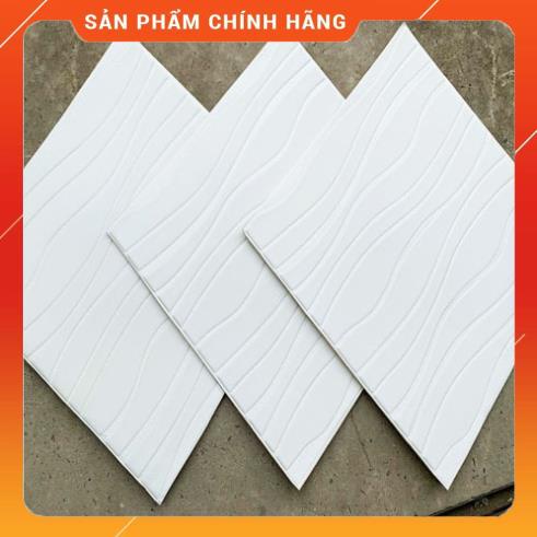 Bộ 10 Tấm Xốp Dán Tường Giả Da Vân Sóng Cách Âm Chống Va Đập, Bền Đẹp, Sang Trọng