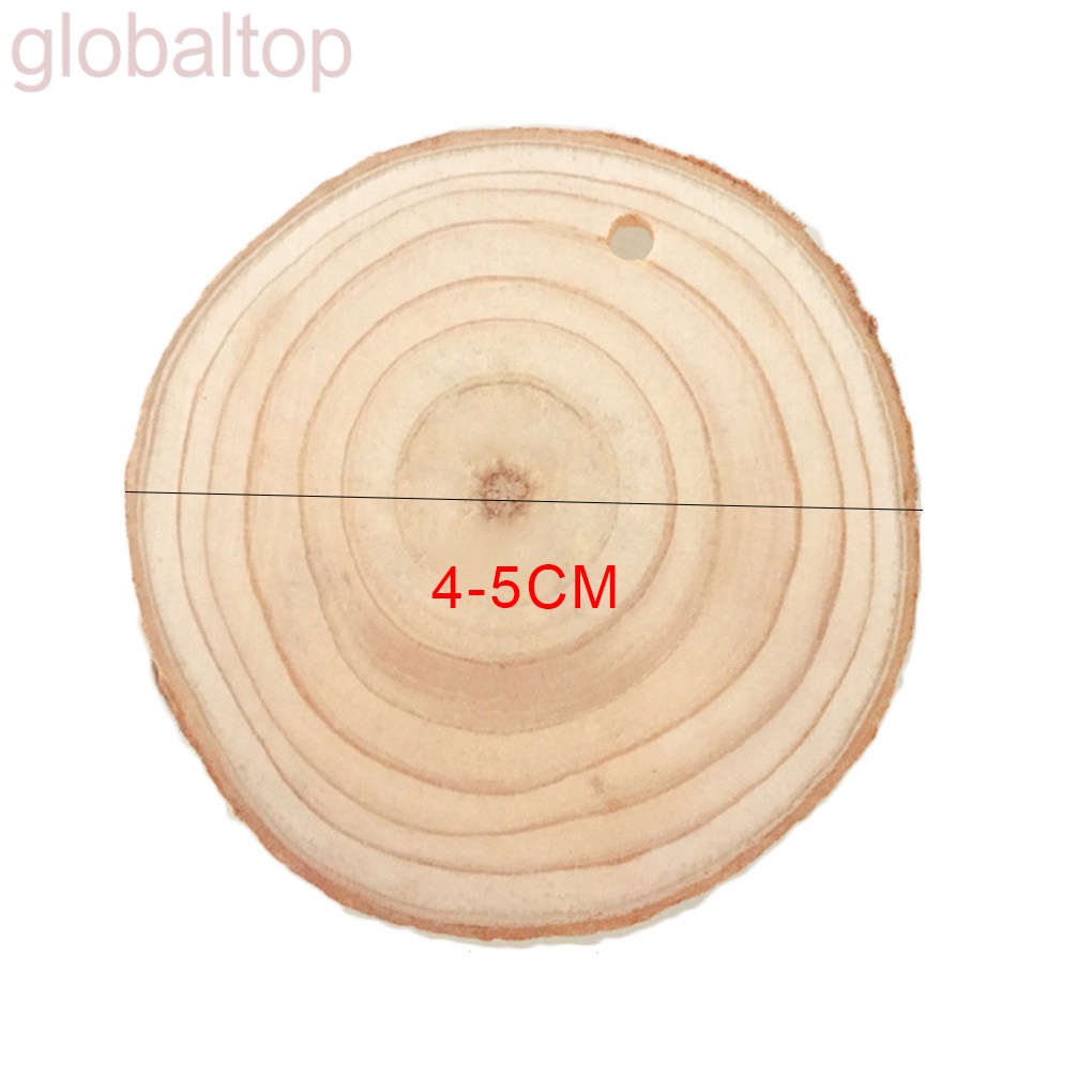 Set 50 miếng gỗ tròn có lỗ gắn dây treo trang trí tiện lợi