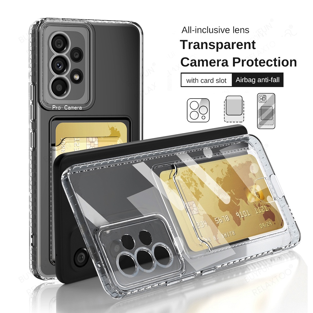 Ốp Điện Thoại TPU Mềm Trong Suốt Có Ngăn Đựng Thẻ Cho Samsung Galaxy A13 A23 A33 A53 A73 5G Sumsung A 13 23 33 53 73