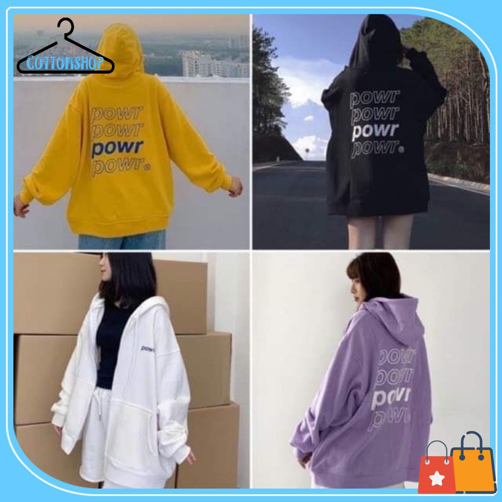 [Giá siêu rẻ] Áo khoác nỉ zip form rộng POWR, ẢNH THẬT ở cuối