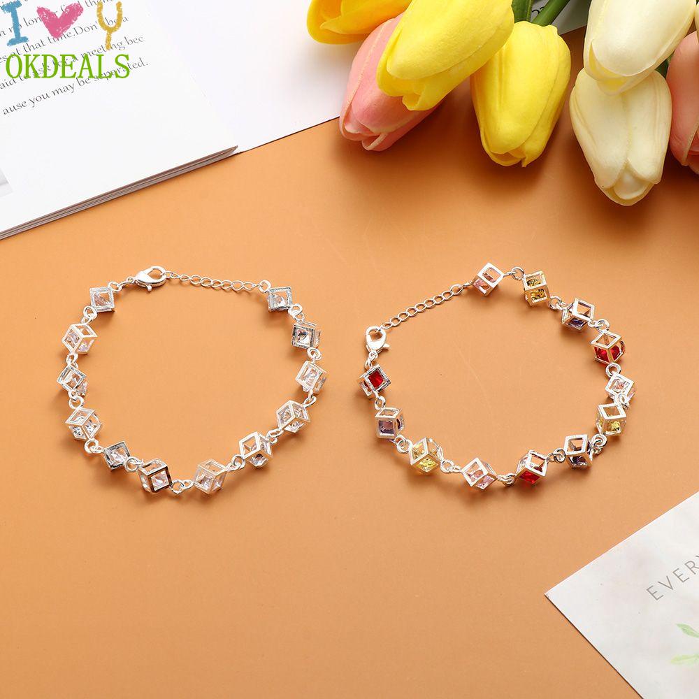 Vòng Đeo Tay Đính Đá Kim Cương Màu Trắng Thời Trang Dành Cho Nữ