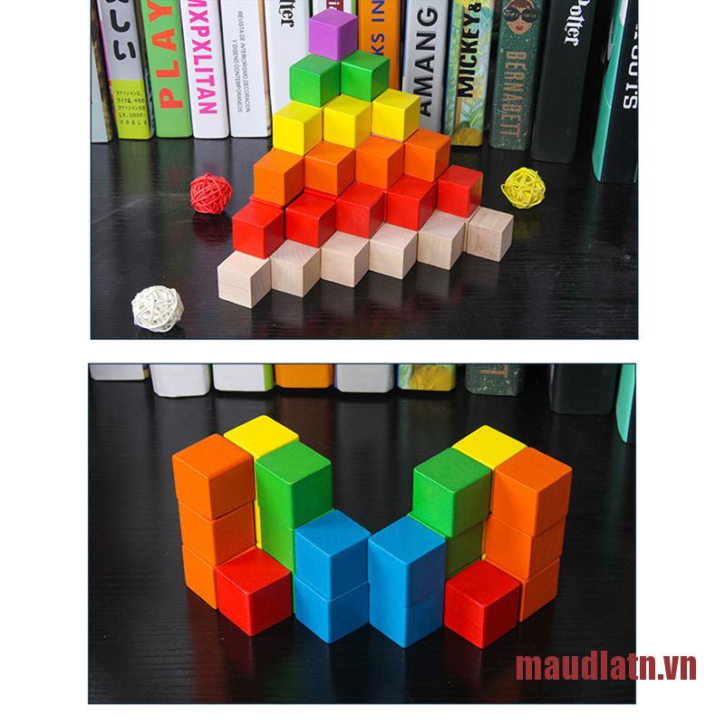DLATN Wood Cubes Blank Dice DIY Square Corner Color Board Game Cubes Early Educa