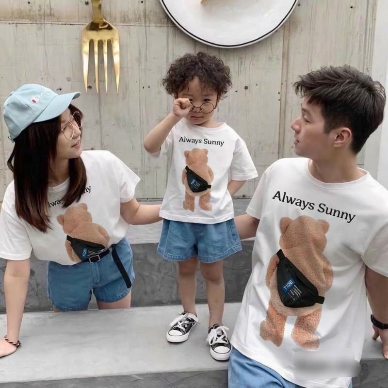 Áo gia đình 3/4/5 người gấu đeo cặp. Family store