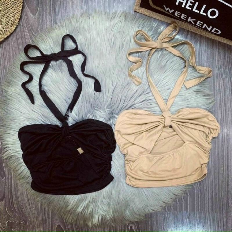 ÁO KIỂU THẮT DÂY SIÊU XINH ĐEN/NUDE | BigBuy360 - bigbuy360.vn