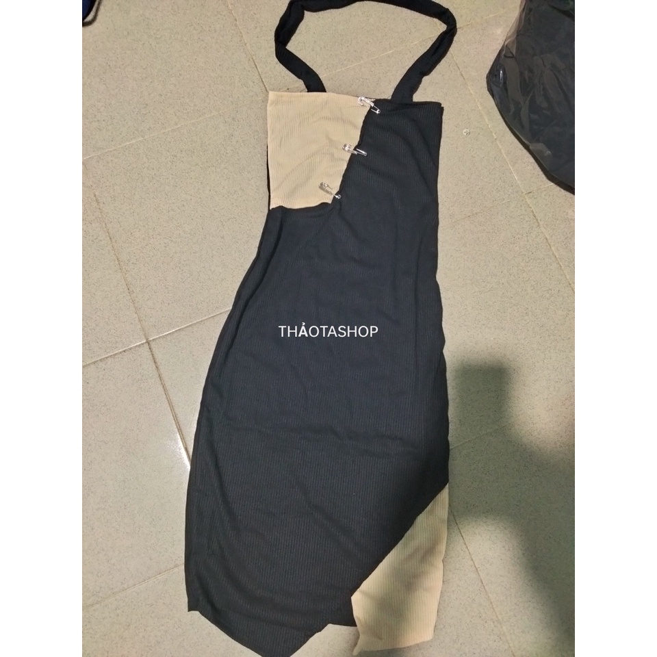 Đầm ôm body phối đọc lạ chất thun Gân dày dặn co giãn 4 chiều