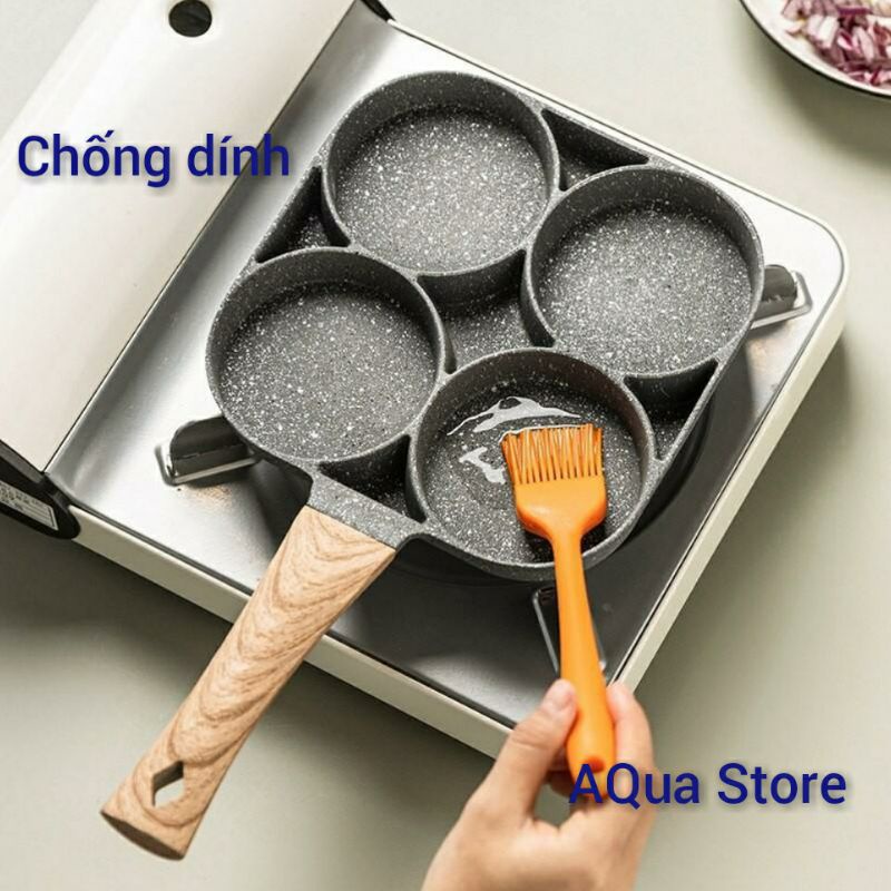 Chảo Đá Chống Dính 4 Ngăn Chiên Trứng- Làm Bánh Đa Năng Siêu Bền Sử Dụng Mọi Loại Bếp.