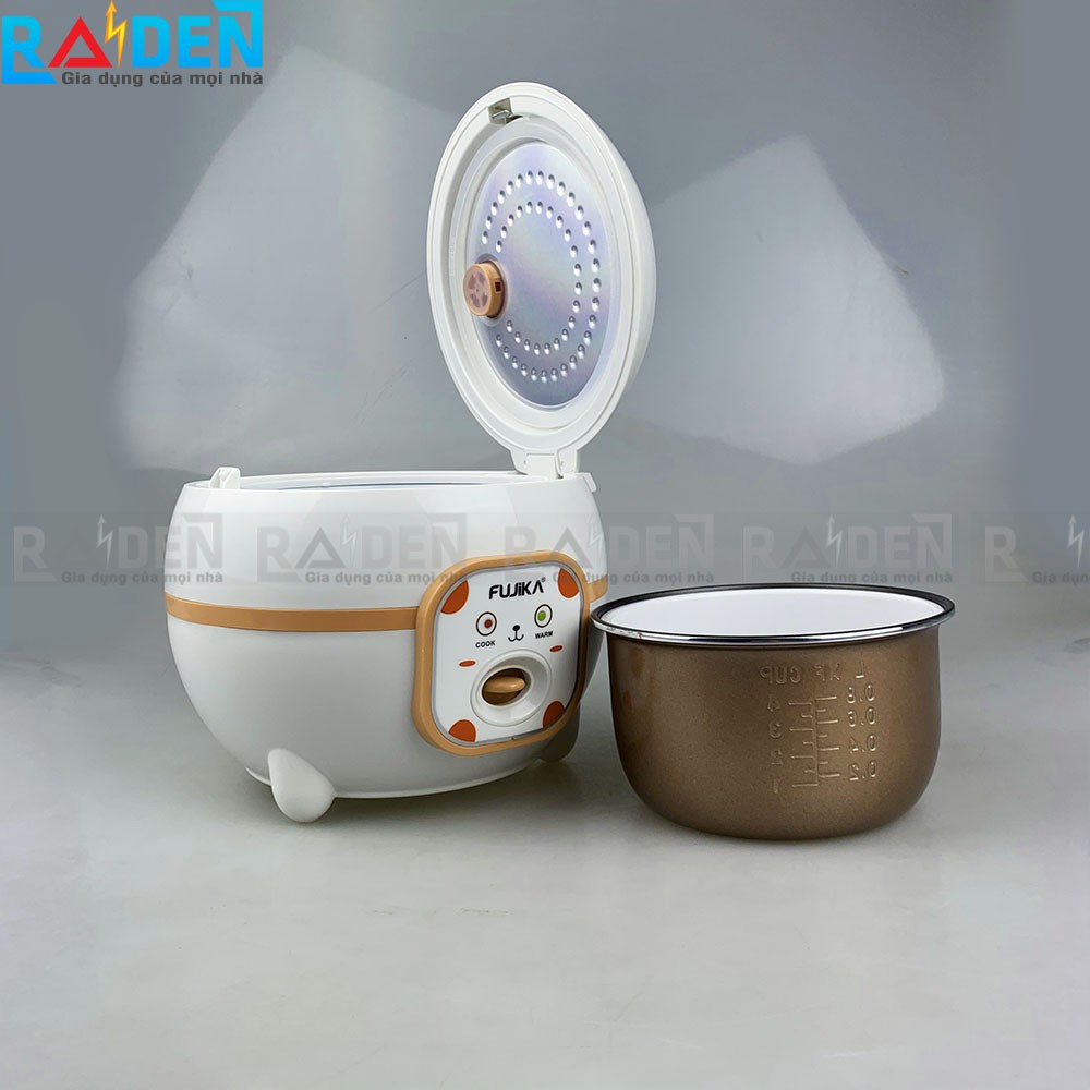 Nồi cơm điện mini 0.8L Fujika FJ-NC0608 có xửng hấp thích hợp cho sinh viên, gia đình 2 người | BigBuy360 - bigbuy360.vn