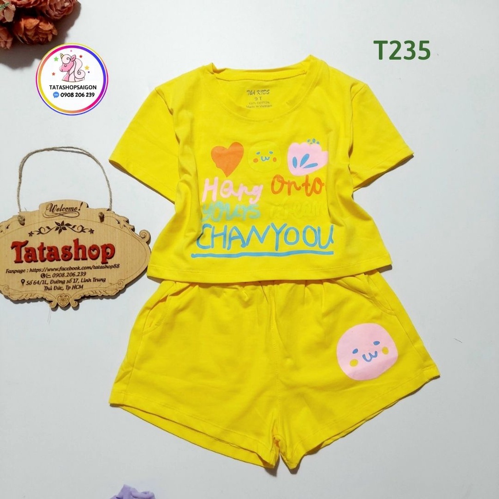 T235 Set đồ bộ bé gái size đại thun cotton chính phẩm cao cấp 25 đến 45kg